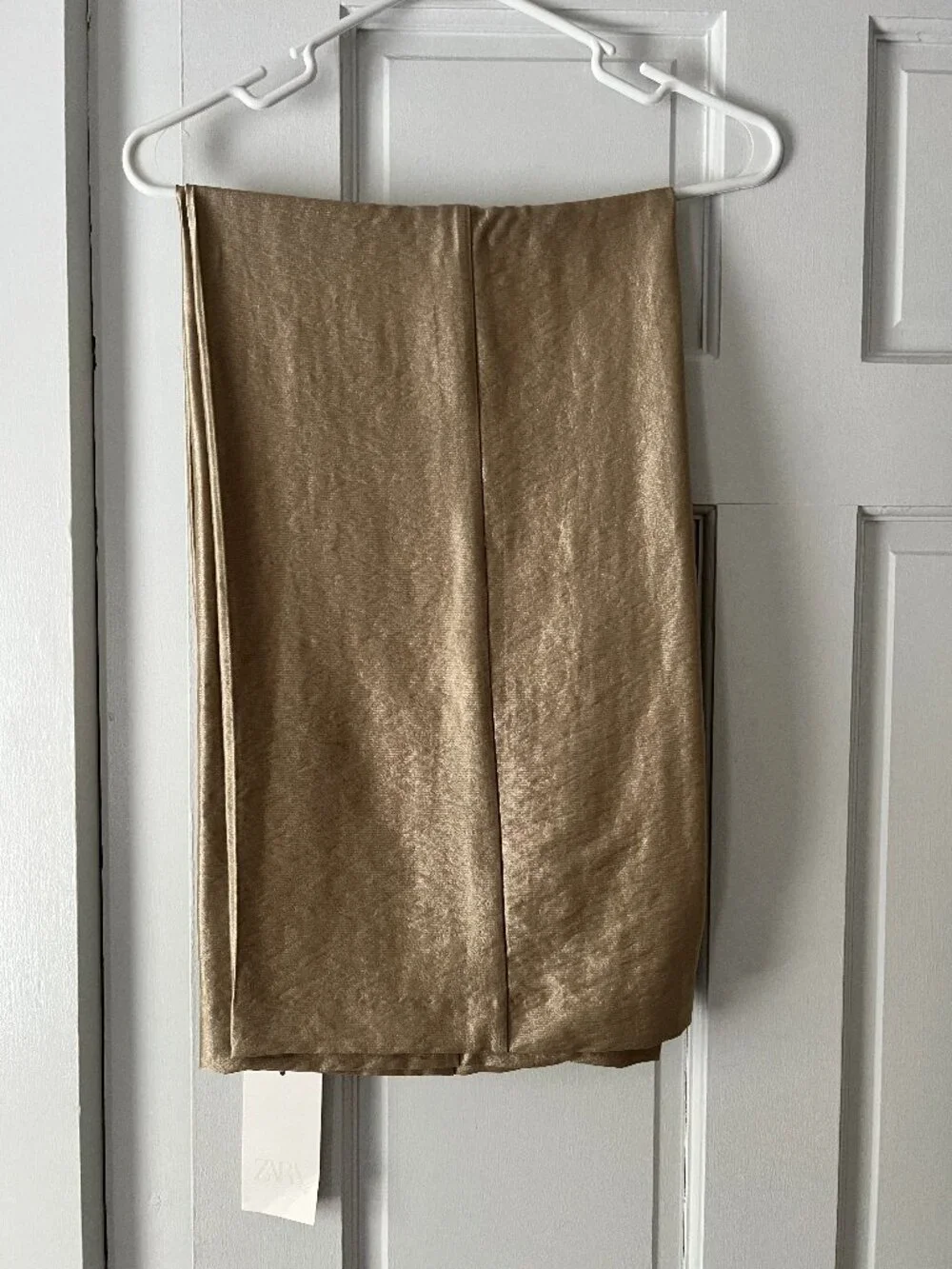 Zara High-Waisted Straight Leg Pant Soft Gold NWT Size S - Picture 4 of 5